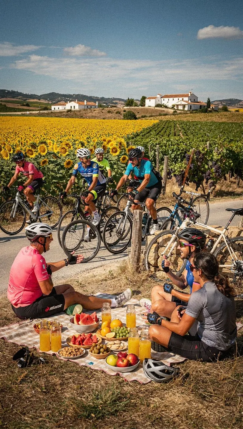 Grupo de personas realizando ejercicios de estiramiento en un entorno natural.